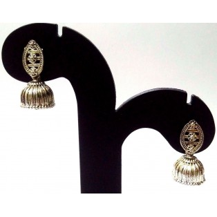 Silver Oxidized Earring Jhumka Jhumki Jewelry Ethnic Bollywood Drop Dangle EA207
